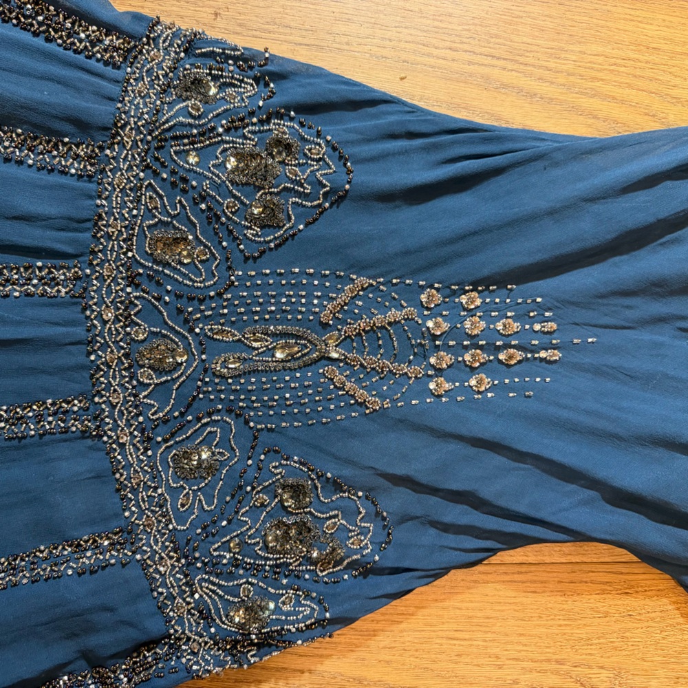Vintage Y2K 100% Silk Beaded Dress Vintage Beaded Dress Silk Sue Wong Dress - Picture 5 of 16
